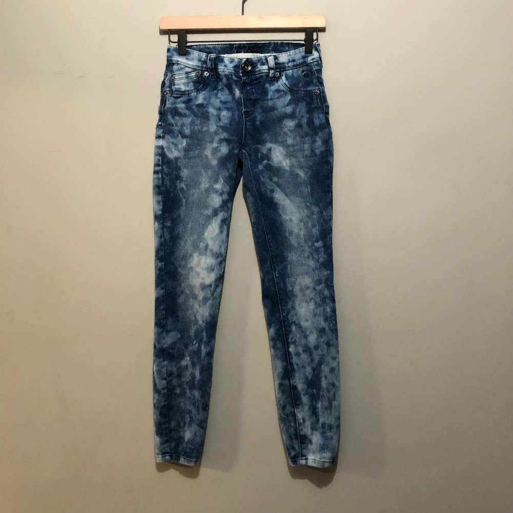 Justice Jeans Girls Size 14R Tie Dye Pattern Jeans Blue/White